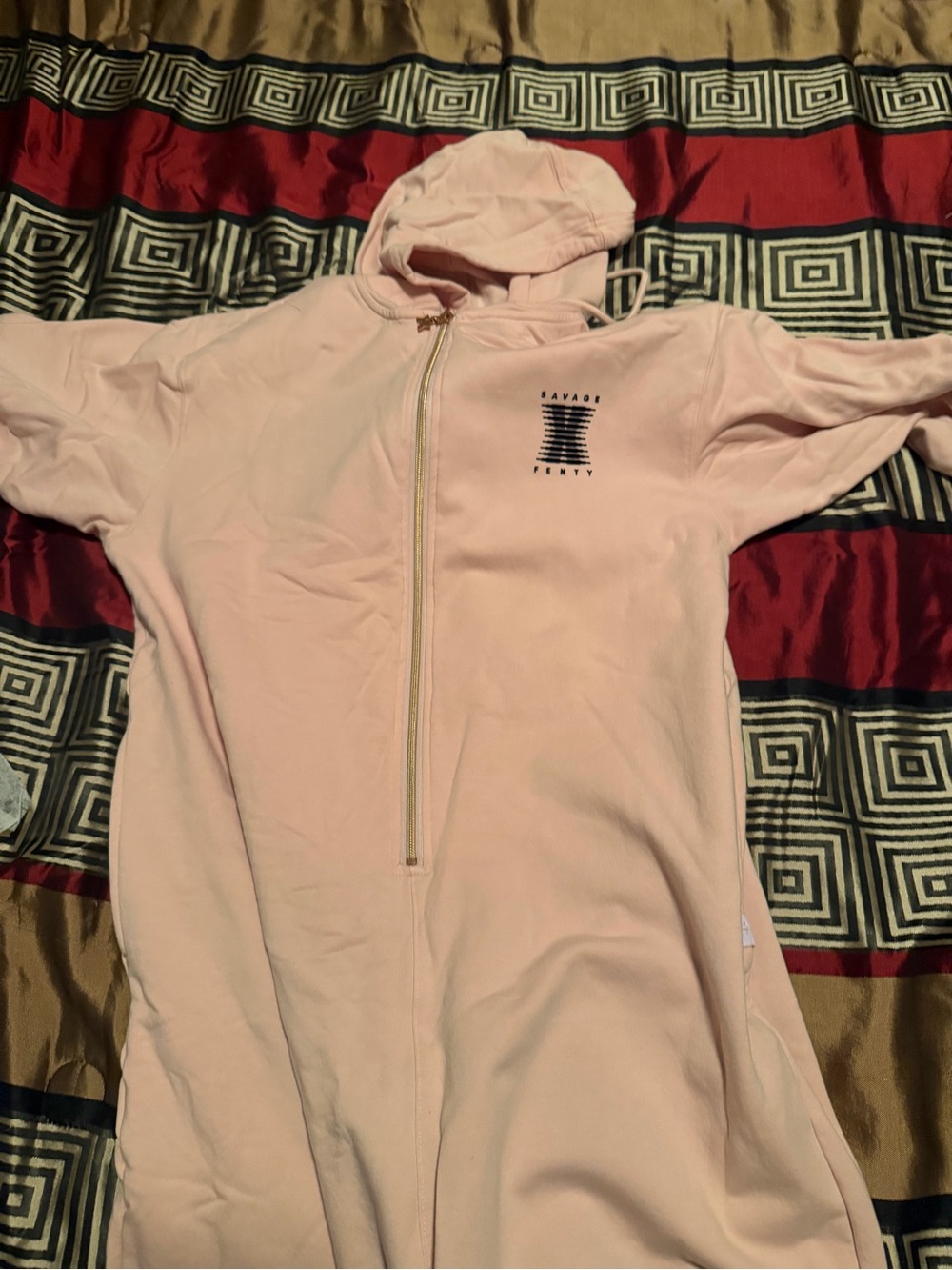 Savage X Fenty Light Pink Hooded Zip-Up Romper